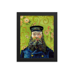The Postman by Vincent van Gogh, 1889 framed print on a plain backdrop in size 8"x10".