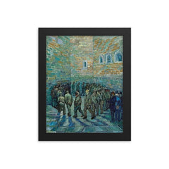 The Prison Courtyard by Vincent van Gogh, 1890 framed print on a plain backdrop in size 8"x10".