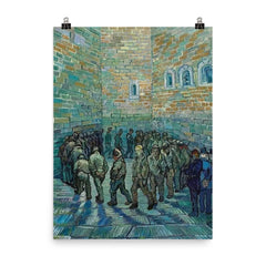 The Prison Courtyard by Vincent van Gogh, 1890 poster on a plain backdrop in size 8"x10".