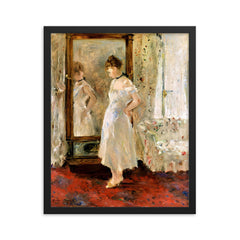 The Psyche Mirror by Berthe Morisot framed print on a plain backdrop in size 16"x20".