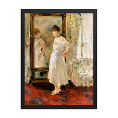 The Psyche Mirror by Berthe Morisot framed print on a plain backdrop in size 18"x24".