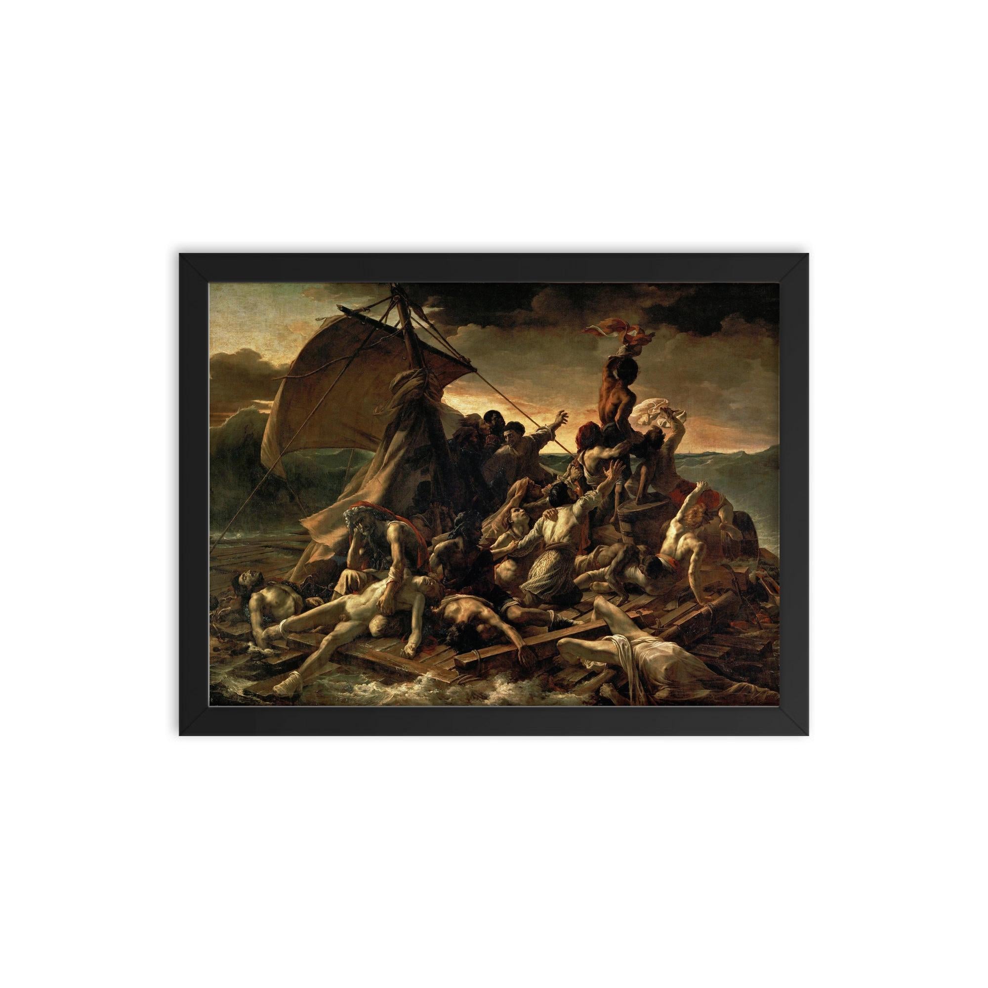 The Raft of the Medusa by Théodore Géricault, 1818–19 framed print on a plain backdrop in size 12"x16".