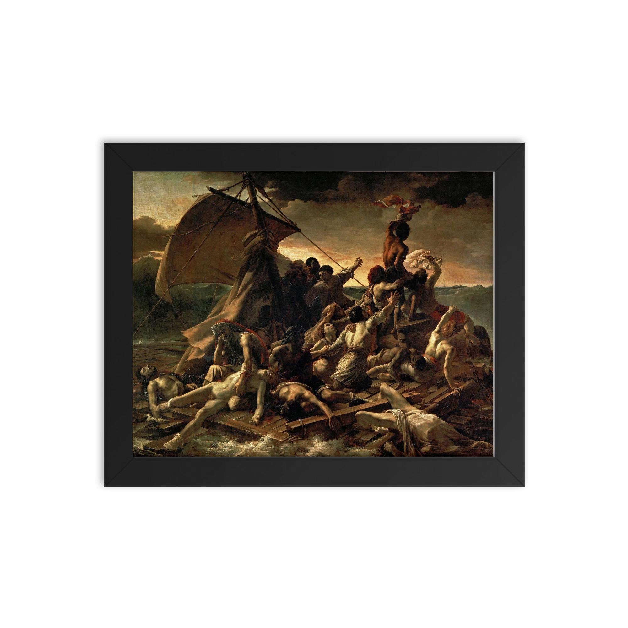 The Raft of the Medusa by Théodore Géricault, 1818–19 framed print on a plain backdrop in size 8"x10".