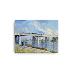 The Railway Bridge at Argenteuil by Claude Monet, 1873 canvas print on a plain backdrop in size 12"x16".