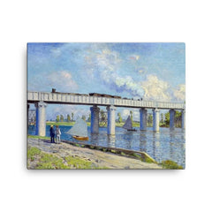 The Railway Bridge at Argenteuil by Claude Monet, 1873 canvas print on a plain backdrop in size 16"x20".