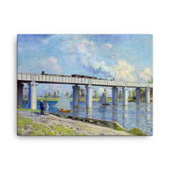 The Railway Bridge at Argenteuil by Claude Monet, 1873 canvas print on a plain backdrop in size 18"x24".