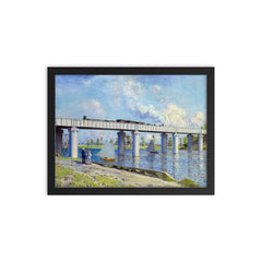 The Railway Bridge at Argenteuil by Claude Monet, 1873 framed print on a plain backdrop in size 12"x16".