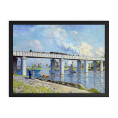 The Railway Bridge at Argenteuil by Claude Monet, 1873 framed print on a plain backdrop in size 18"x24".