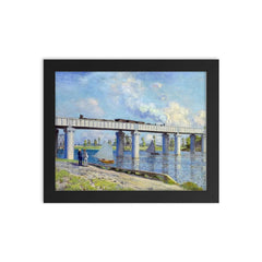 The Railway Bridge at Argenteuil by Claude Monet, 1873 framed print on a plain backdrop in size 8"x10".