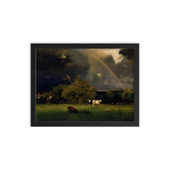 The Rainbow by George Inness, 1879 framed print on a plain backdrop in size 12"x16".