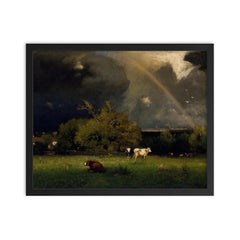The Rainbow by George Inness, 1879 framed print on a plain backdrop in size 16"x20".