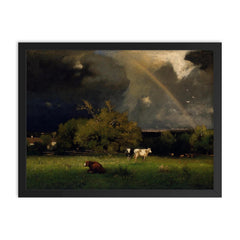 The Rainbow by George Inness, 1879 framed print on a plain backdrop in size 18"x24".