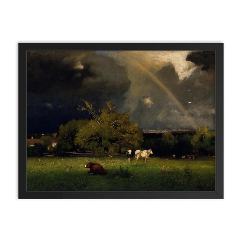 The Rainbow by George Inness, 1879 framed print on a plain backdrop in size 18