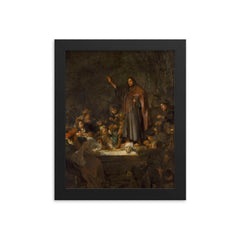 The Raising of Lazarus by Carel Fabritius framed print on a plain backdrop in size 8"x10".
