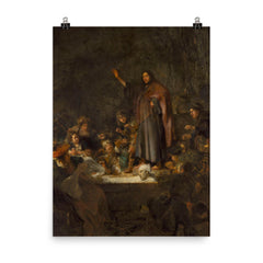 The Raising of Lazarus by Carel Fabritius poster on a plain backdrop in size 8"x10".