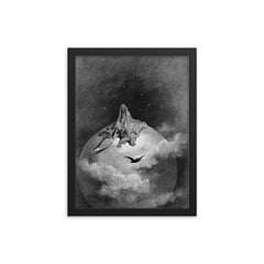 The Raven by Gustave Doré, 1883 framed print on a plain backdrop in size 12"x16".