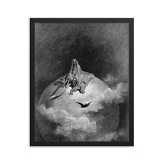 The Raven by Gustave Doré, 1883 framed print on a plain backdrop in size 16"x20".