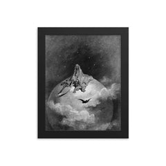 The Raven by Gustave Doré, 1883 framed print on a plain backdrop in size 8"x10".