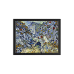 The Ravine by Vincent van Gogh, 1889 framed print on a plain backdrop in size 12"x16".