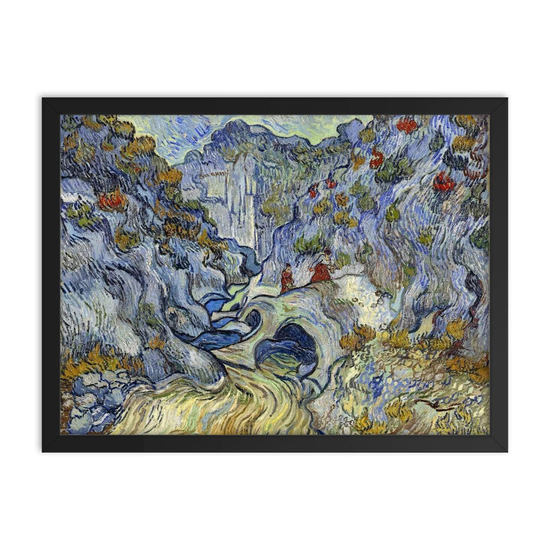 The Ravine by Vincent van Gogh, 1889 framed print on a plain backdrop in size 18