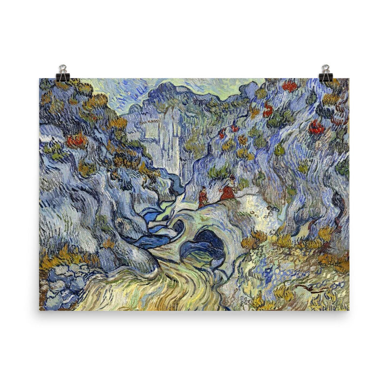 The Ravine by Vincent van Gogh, 1889 poster on a plain backdrop in size 8