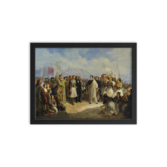 The Reception of Lord Byron at Missolonghi by Theodoros Vryzakis, 1861 framed print on a plain backdrop in size 12"x16".