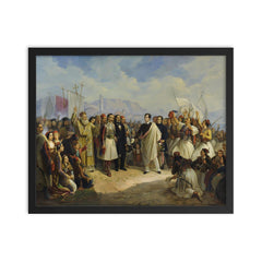 The Reception of Lord Byron at Missolonghi by Theodoros Vryzakis, 1861 framed print on a plain backdrop in size 16"x20".