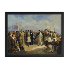 The Reception of Lord Byron at Missolonghi by Theodoros Vryzakis, 1861 framed print on a plain backdrop in size 18"x24".
