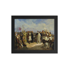 The Reception of Lord Byron at Missolonghi by Theodoros Vryzakis, 1861 framed print on a plain backdrop in size 8"x10".