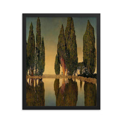 The Reservoir at Villa Falconieri, Frascati by Maxfield Parrish, 1903 framed print on a plain backdrop in size 16"x20".