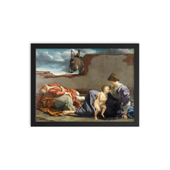 The Rest on the Flight Into Egypt by Orazio Gentileschi framed print on a plain backdrop in size 12"x16".
