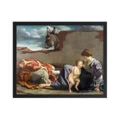 The Rest on the Flight Into Egypt by Orazio Gentileschi framed print on a plain backdrop in size 16"x20".