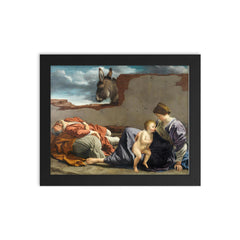 The Rest on the Flight Into Egypt by Orazio Gentileschi framed print on a plain backdrop in size 8"x10".