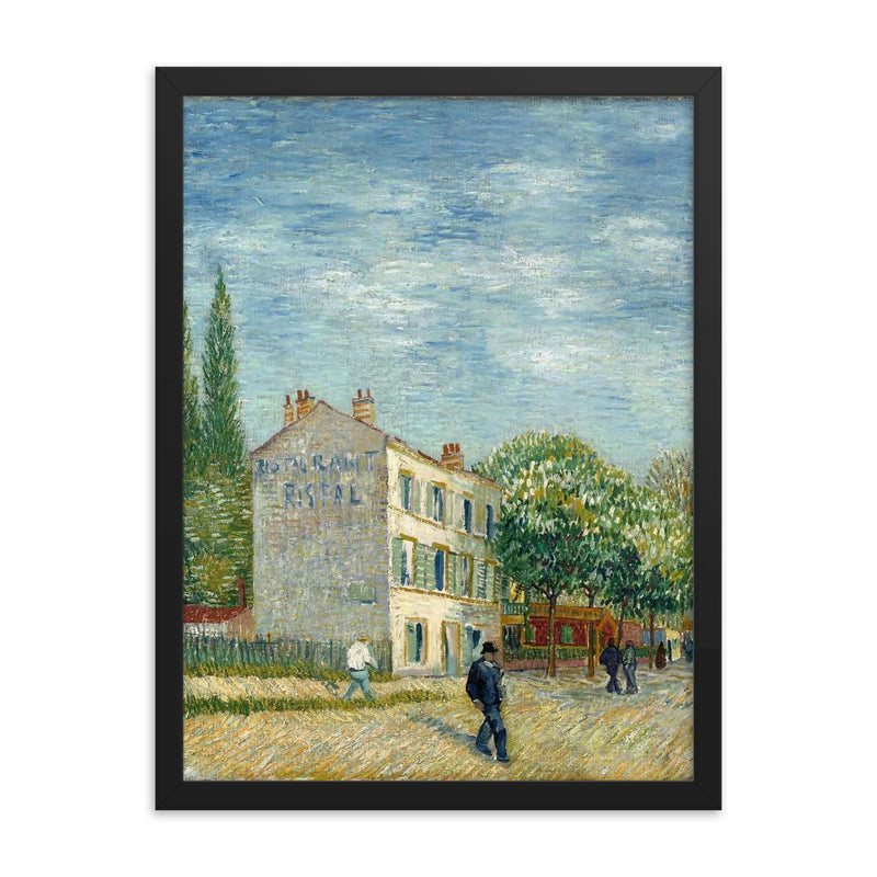 The Restaurant Rispal in Asnieres by Vincent van Gogh, 1887 framed print on a plain backdrop in size 18