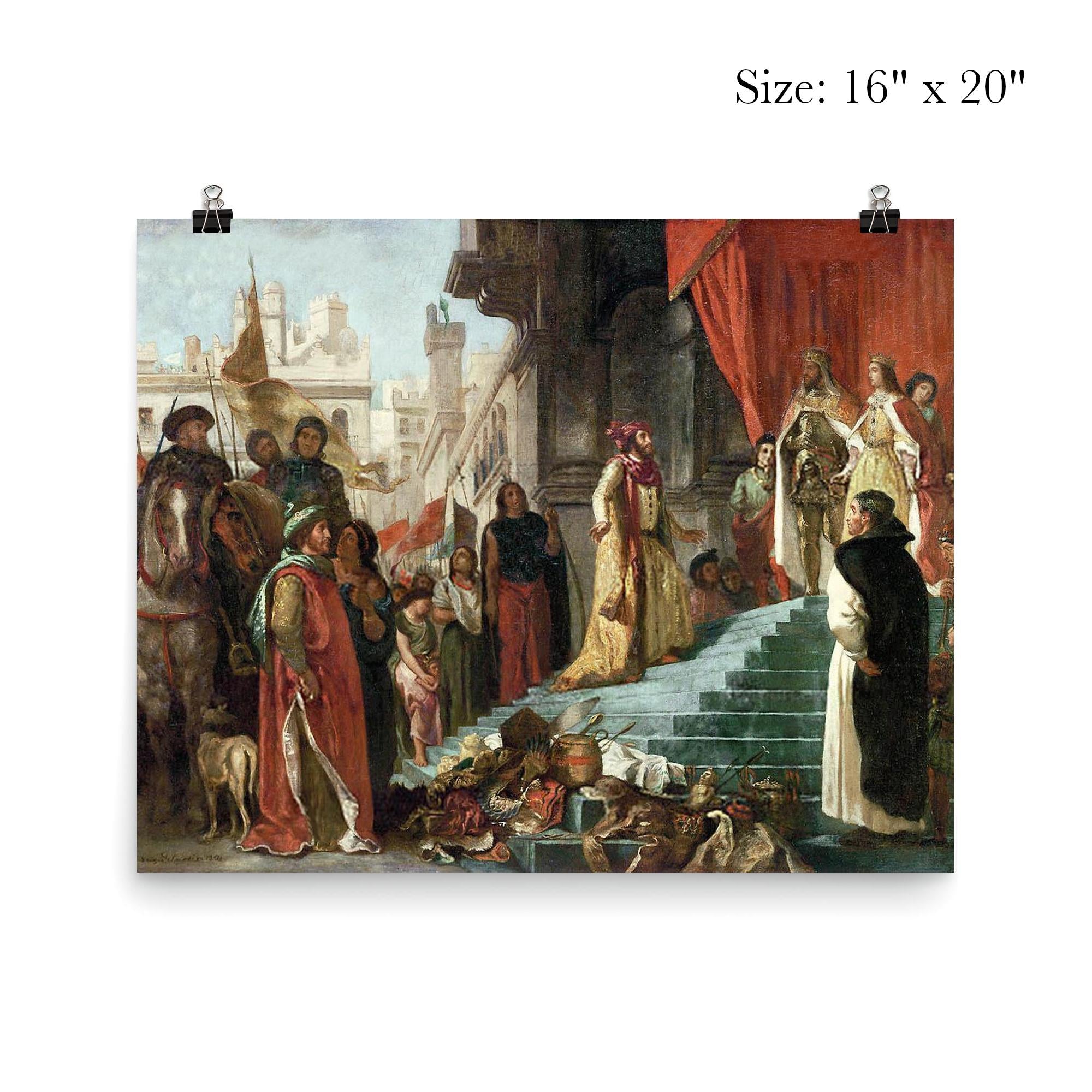 The Return of Christopher Columbus Before King Ferdinand and Queen Isabella by Eugène Delacroix, 1839 poster 2