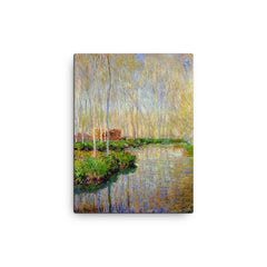 The River Epte by Claude Monet, 1885 canvas print on a plain backdrop in size 12"x16".