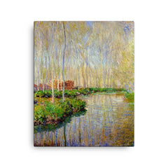 The River Epte by Claude Monet, 1885 canvas print on a plain backdrop in size 16"x20".