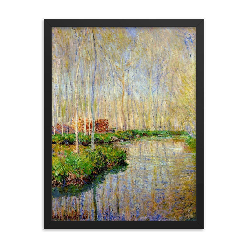 The River Epte by Claude Monet, 1885 framed print on a plain backdrop in size 18