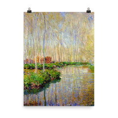 The River Epte by Claude Monet, 1885 poster on a plain backdrop in size 8"x10".