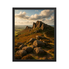 The Roaches Gritstone Tors England framed print on a plain backdrop in size 16"x20".