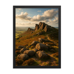 The Roaches Gritstone Tors England framed print on a plain backdrop in size 18"x24".