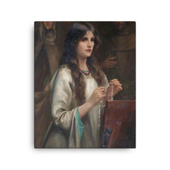 The Rosary by Beatrice Offor, 1911 canvas print on a plain backdrop in size 16"x20".