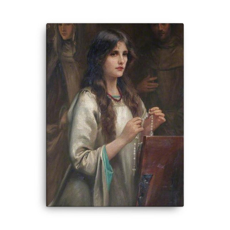 The Rosary by Beatrice Offor, 1911 canvas print on a plain backdrop in size 18