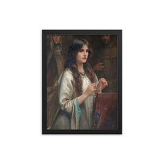 The Rosary by Beatrice Offor, 1911 framed print on a plain backdrop in size 12"x16".