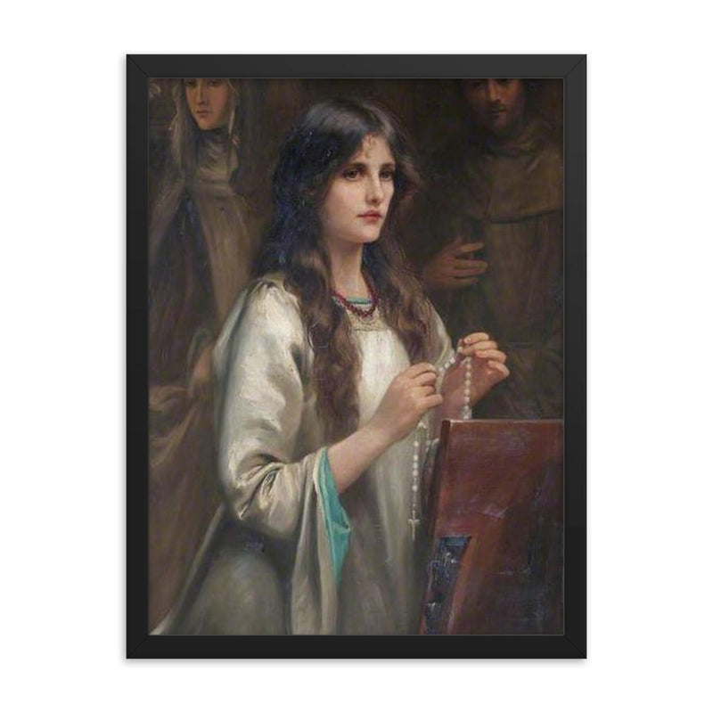 The Rosary by Beatrice Offor, 1911 framed print on a plain backdrop in size 18