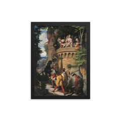 The Rose or the Artist's Journey by Moritz von Schwind, 1846 framed print on a plain backdrop in size 12"x16".