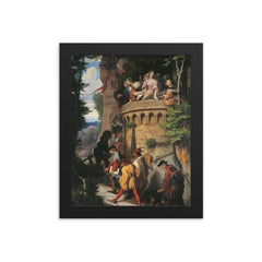 The Rose or the Artist's Journey by Moritz von Schwind, 1846 framed print on a plain backdrop in size 8"x10".