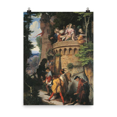 The Rose or the Artist's Journey by Moritz von Schwind, 1846 poster on a plain backdrop in size 8"x10".