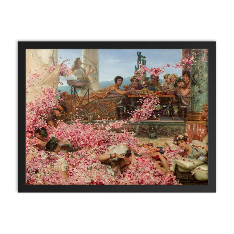 The Roses of Heliogabalus by Lawrence Alma-Tadema, 1888 framed print on a plain backdrop in size 18