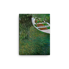 The Row Boat by Claude Monet, 1887 canvas print on a plain backdrop in size 12"x16".